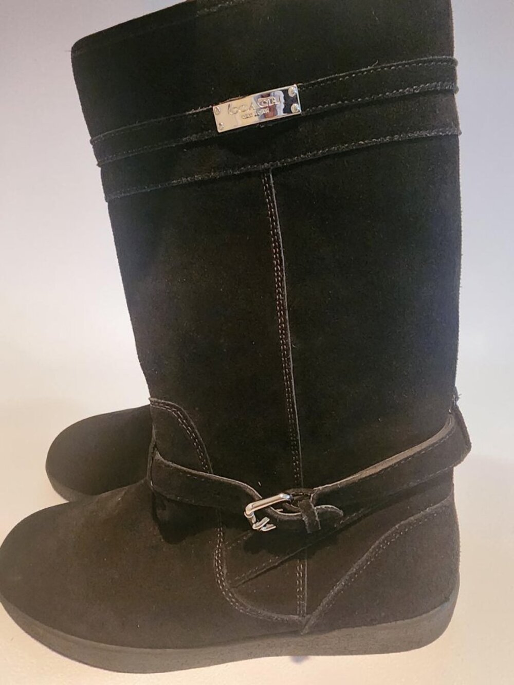 Coach Black Suede Mid-Calf Boots – Size 9B